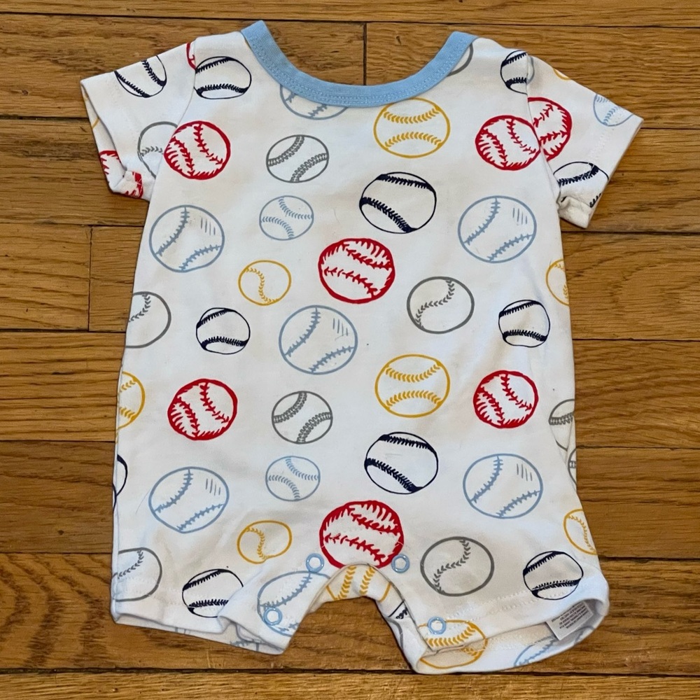 Baby Essentials Baseball Romper, Size 3 Months